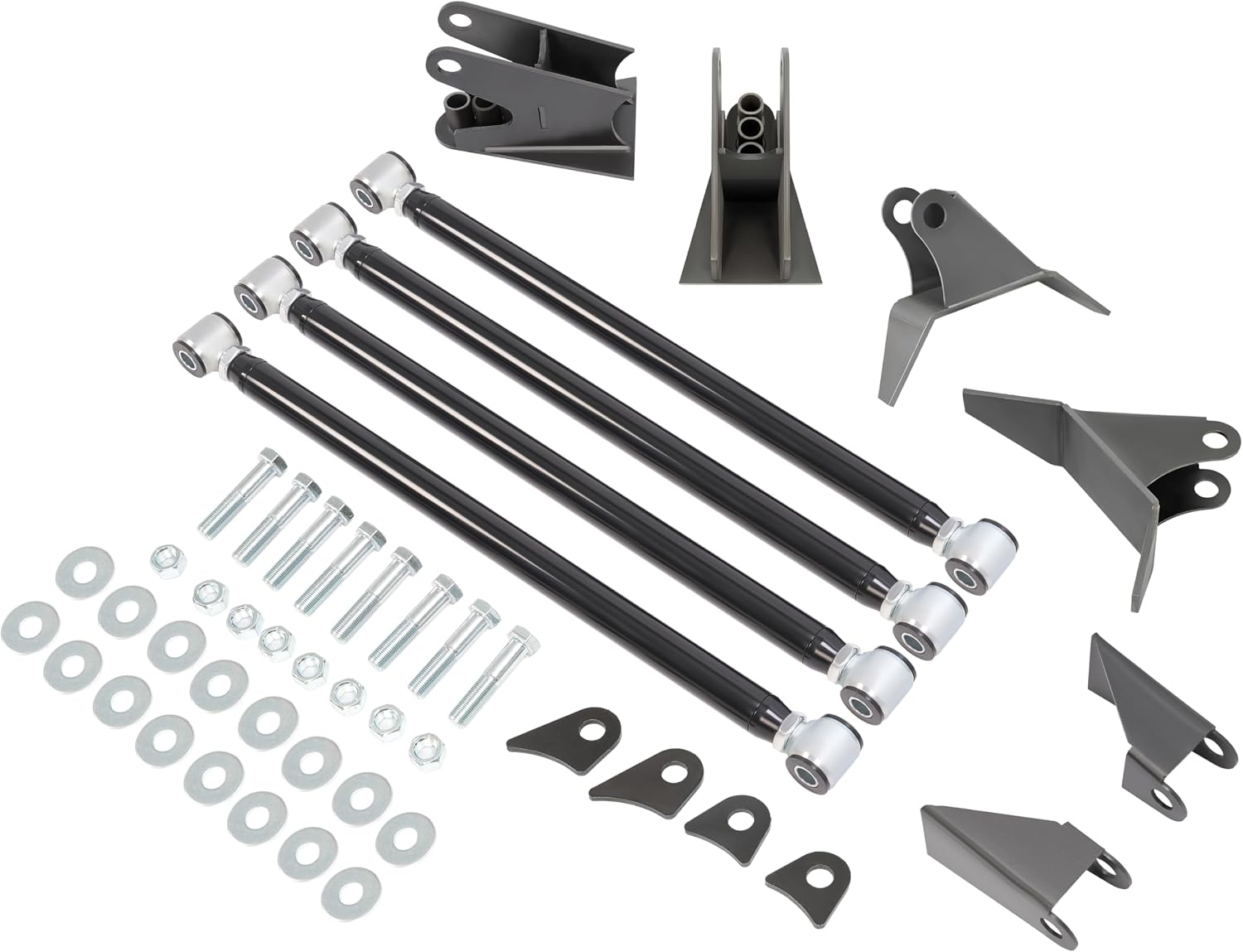 KUAFU Rear Triangulated 4 Link Suspension Kit & Weld On Triangulated Mount Bracket Kit Steel Air Ride Universal for Most Pickup Trucks Classic Car Ratrod Hotrod