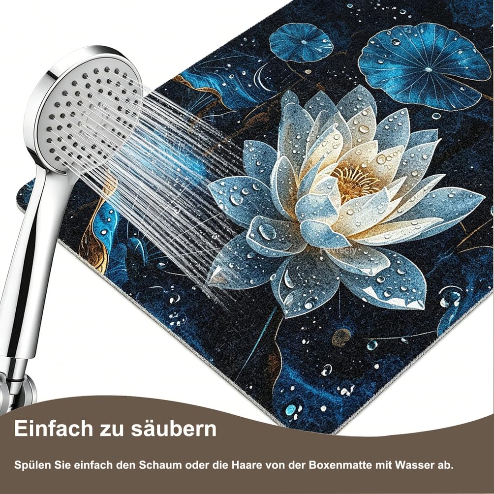 Pevfeciy Tapis de Douche antidérapant 75X75 cm Tapis antidérapant Douche de Motif de Lotus en PVC Doux et avec Trous de Drainage Haute perméabilité à l'eau adapté aux Zones humides