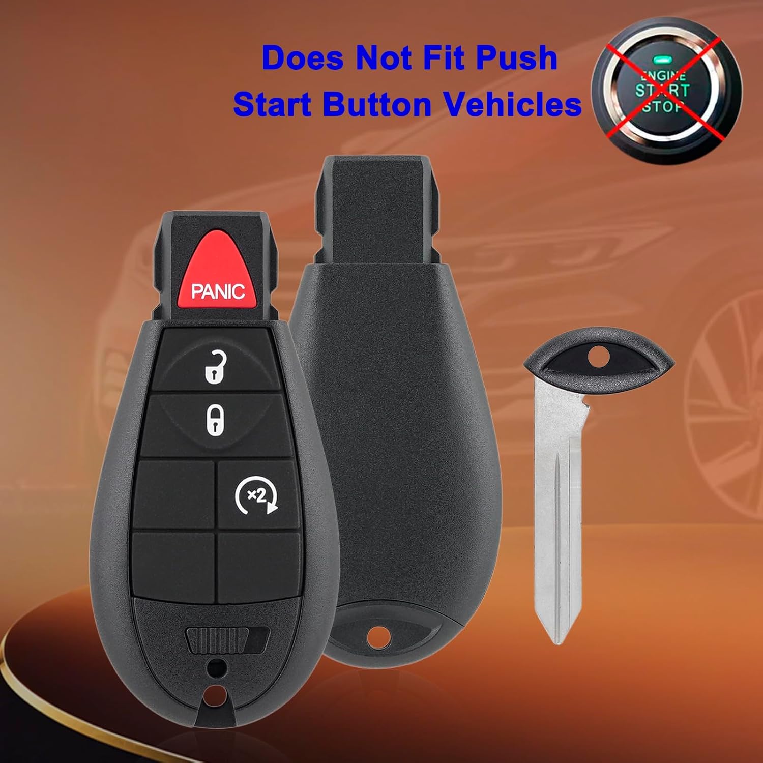 DIY Key Fob FOBIK Replacement Kit for 2013 2014 2015 2016 2017 Ram 1500 2013-2017 Ram trucks 2500 3500 Keyless Entry Key with Easy OBD Tool，2Pcs