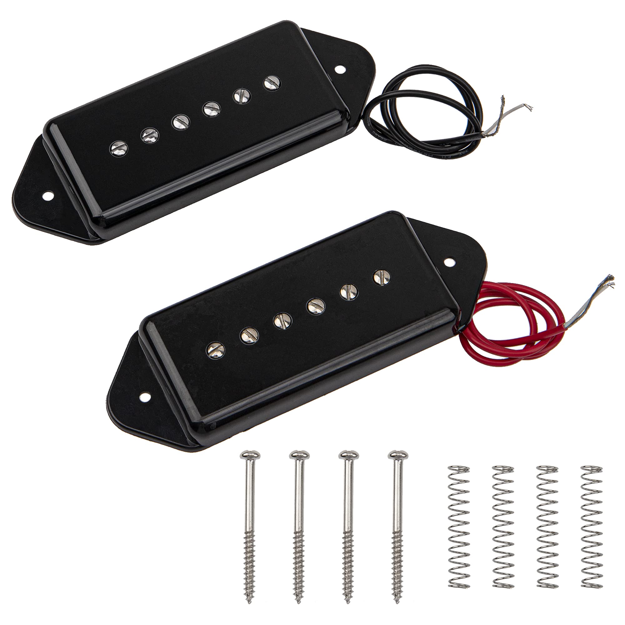 2Pcs P90 High Power Sound Neck Bridge Pickup 50mm/52mm Compatible with SG/LP Electric Guitar (Black)