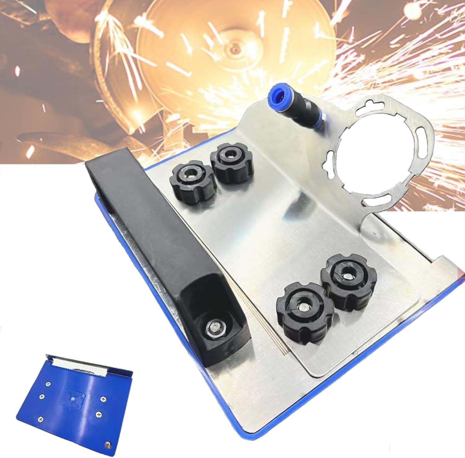 FOTN Angle Grinder Stand for Tile 45° Chamfer Cutting, Tile Cutter Tool 45 Degree Ceramic Tile Chamfer, Angle Grinder Holder Tile Tools, Angle Grinder Attachments, Special Cutting Bracket, Blue