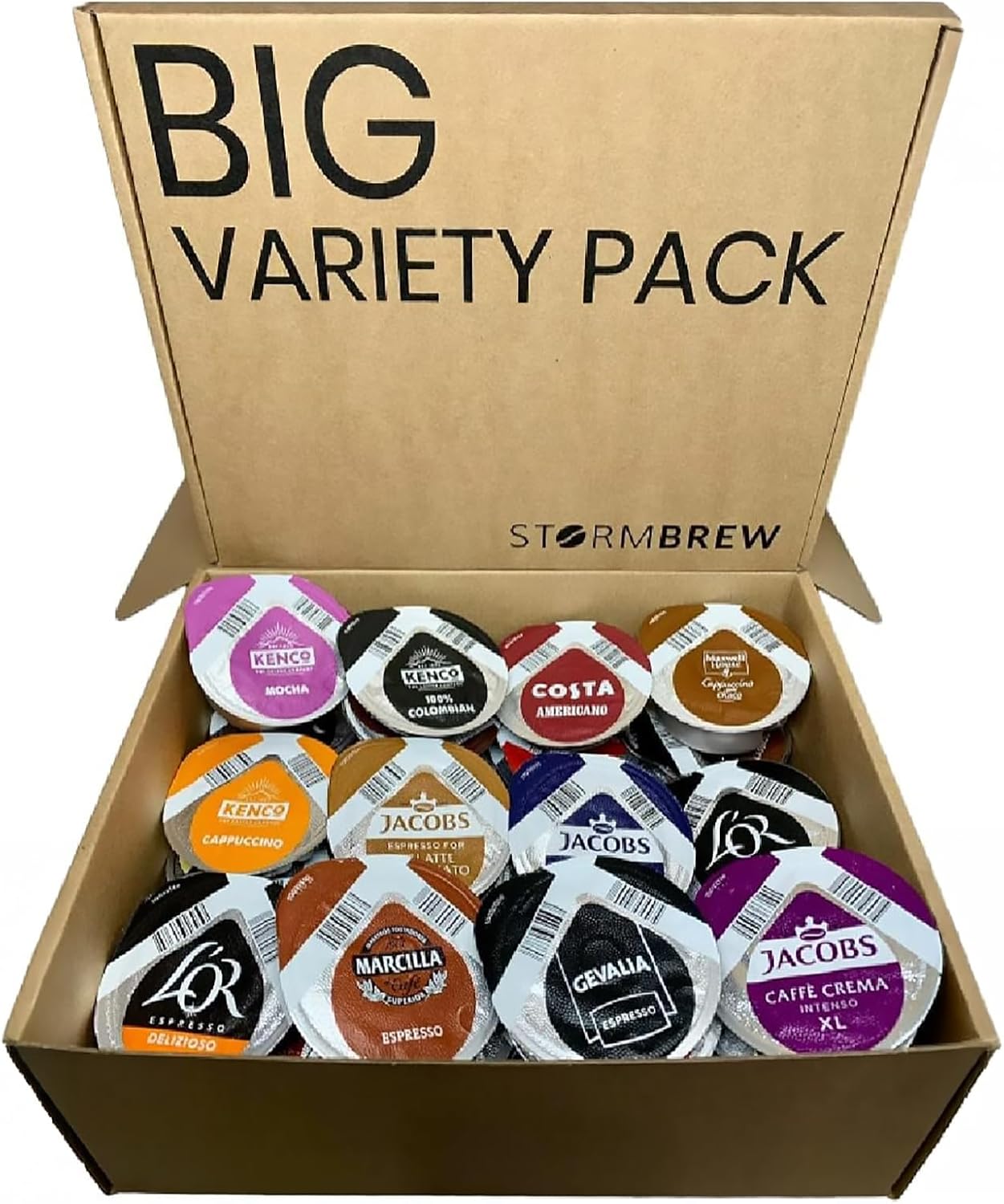 36 Tasimo T-Discs Pods Variety Pack, 1x Each Flavour, 36 Different Blends, Coffee, Hot Chocolate, Tea Gift Box (40+ Pods)