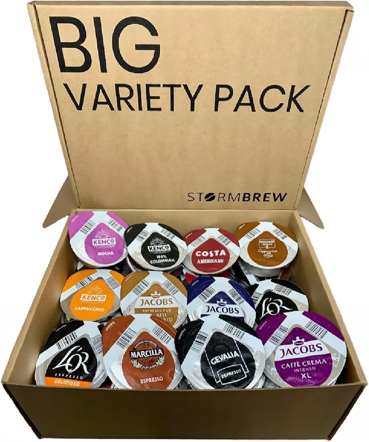 36 Tassimo T-Discs Pods Variety Pack, 1x Each Flavour, 36 Different Blends, Coffee, Hot Chocolate, Tea Gift Box (40+ Pods)