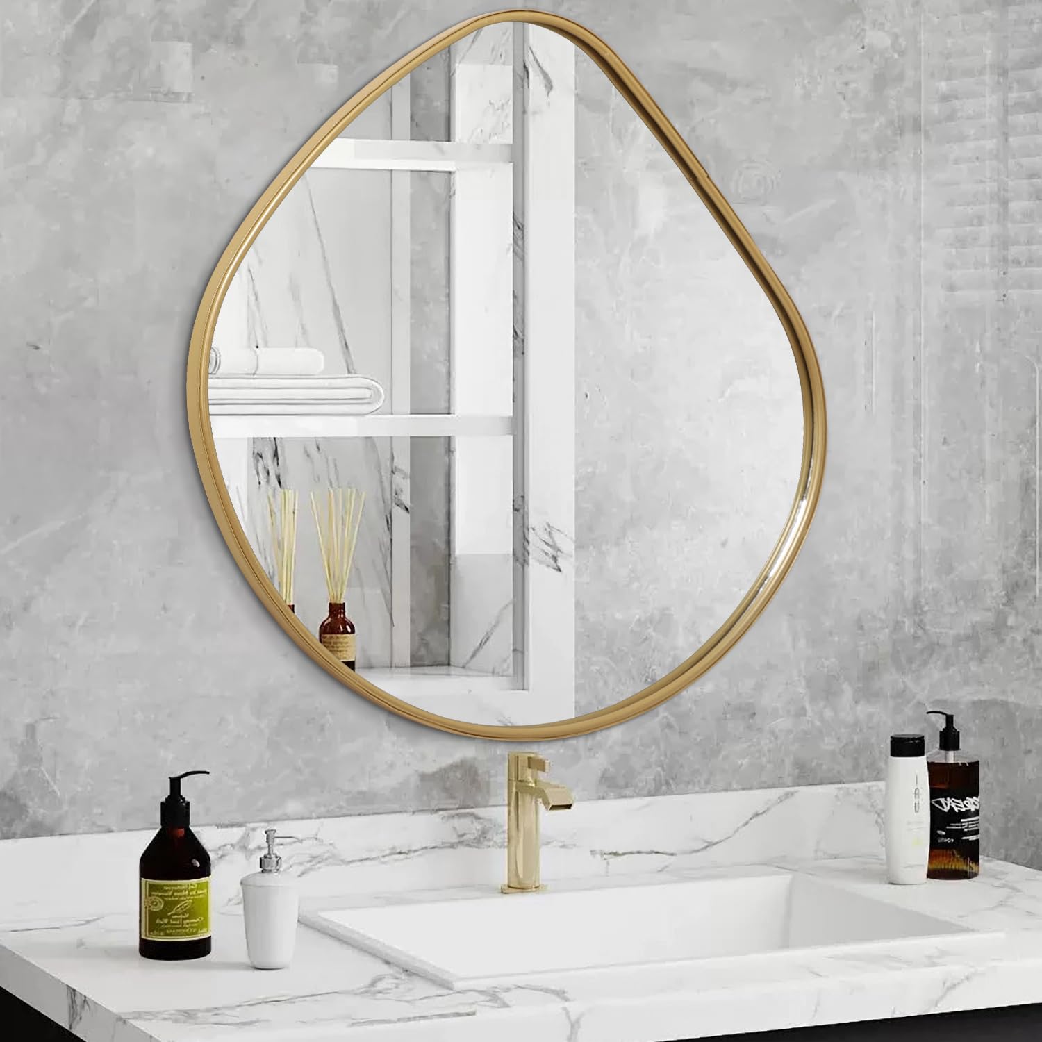 Espejo De Pared Irregular De 24 X 32 Pulgadas, Espejo De Baño Sin Marco Para Pared Con Forma única, Espejo Asimétrico Irregular Montado En La Pared Para Baño, Sala De Estar