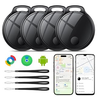 Smart Tracker Tag 4er Pack, Schlüssel Finder Kompatibel Compatible Avec Apple Find My und Google Find Hub, IP68 wasserdicht, Austauschbarer Akku, Bluetooth Key Finder für Gepäck/Taschen/Brieftasche