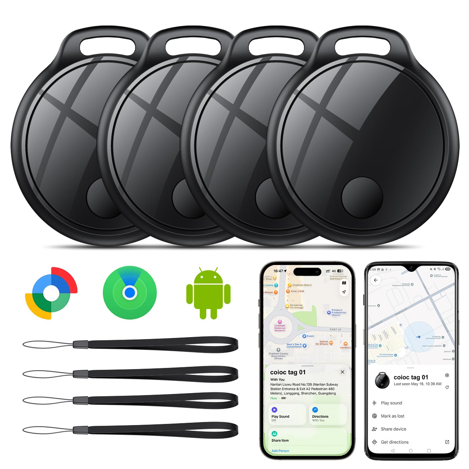 Smart Tag 4 Unidades para Android e iOS, Bluetooth Tracker para Llaves, Maletas, Cartera, Mochila y Bolso, Tracker Tag 120 dB, Red de Búsqueda Global, Compartición Familiar, IP67, Sin Suscripción en oferta en Amazon
