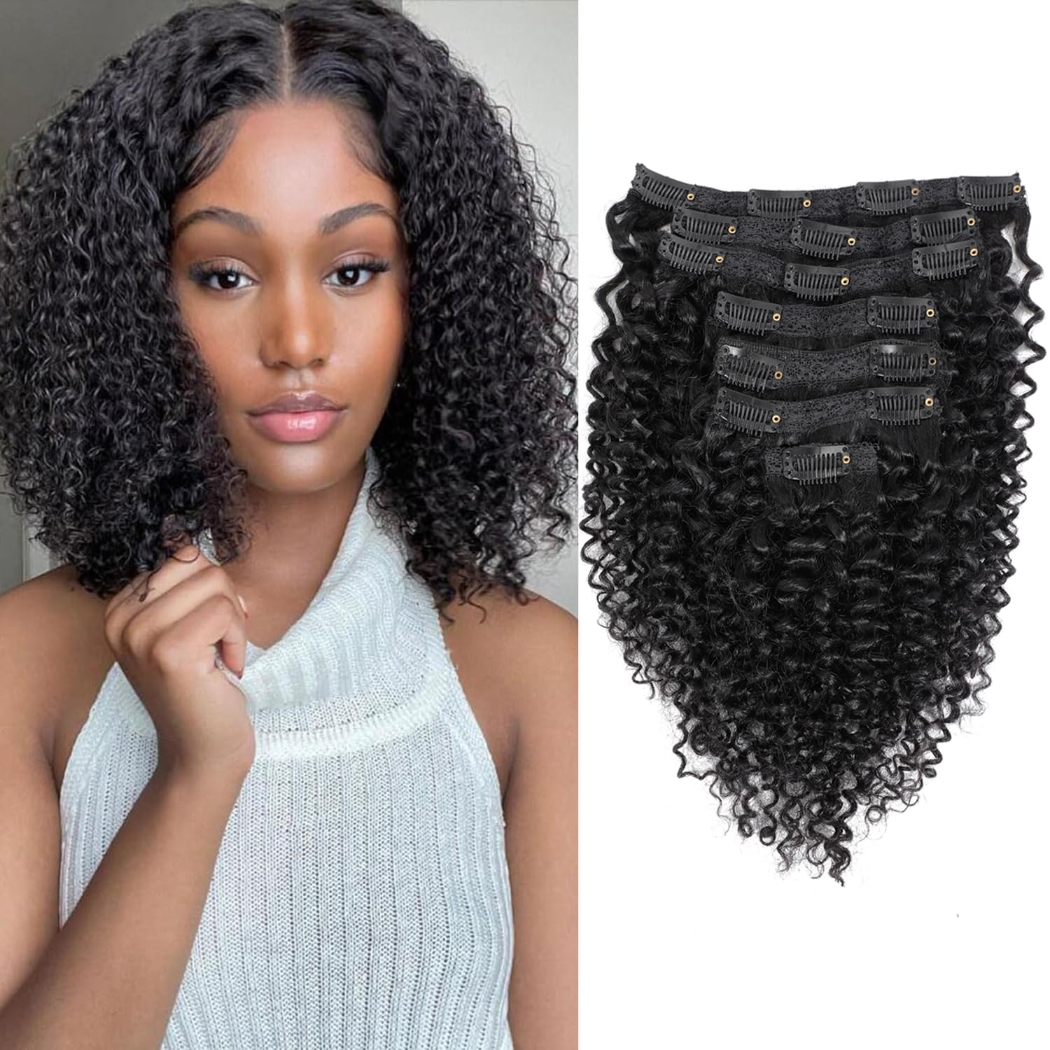 Kinky Curly Clip in Hair Extensions Real Human Hair for