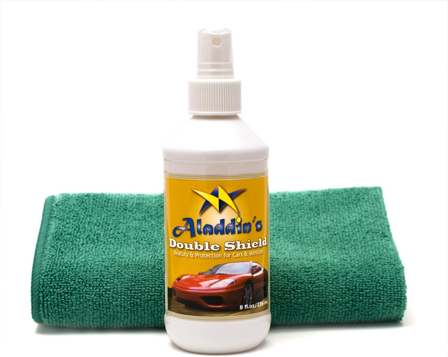 Quick & Easy Liquid Glass Car Polish and Protection - Best Car Wax Alternative - Aladdin's Double Shield 8oz. With Free Detailing Towel