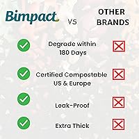 Vista 4 de Global Certified Compostable Biodegradable Tall Trash Bags, 3 Gallon x 100 Bags, Heavy Duty, Plant-Based Unscented, Thick and Strong, Kitchen Bin