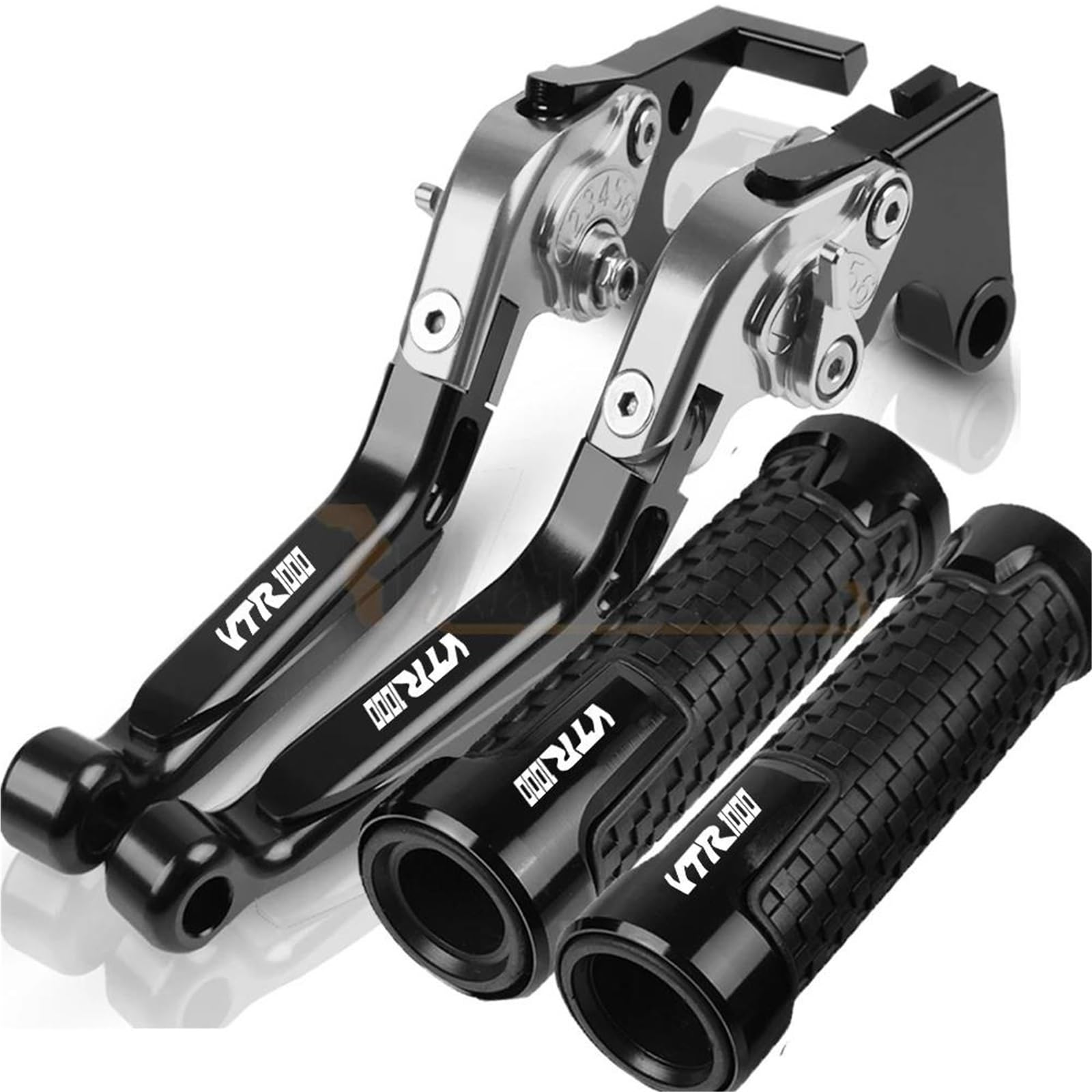 Tgvselpj Black2 Motorcycle Part Motorcycle Extendable Adjustable Clutch Brake Levers Controller Lever Handle For H-Onda Vtr1000f 1998-2004 2005(Black2)