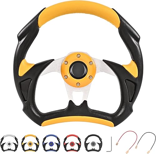 Volante mejorado de 12.5 pulgadas compatible con Club Car Golf Cart Go Kart, adaptador de volante no incluido (amarillo)