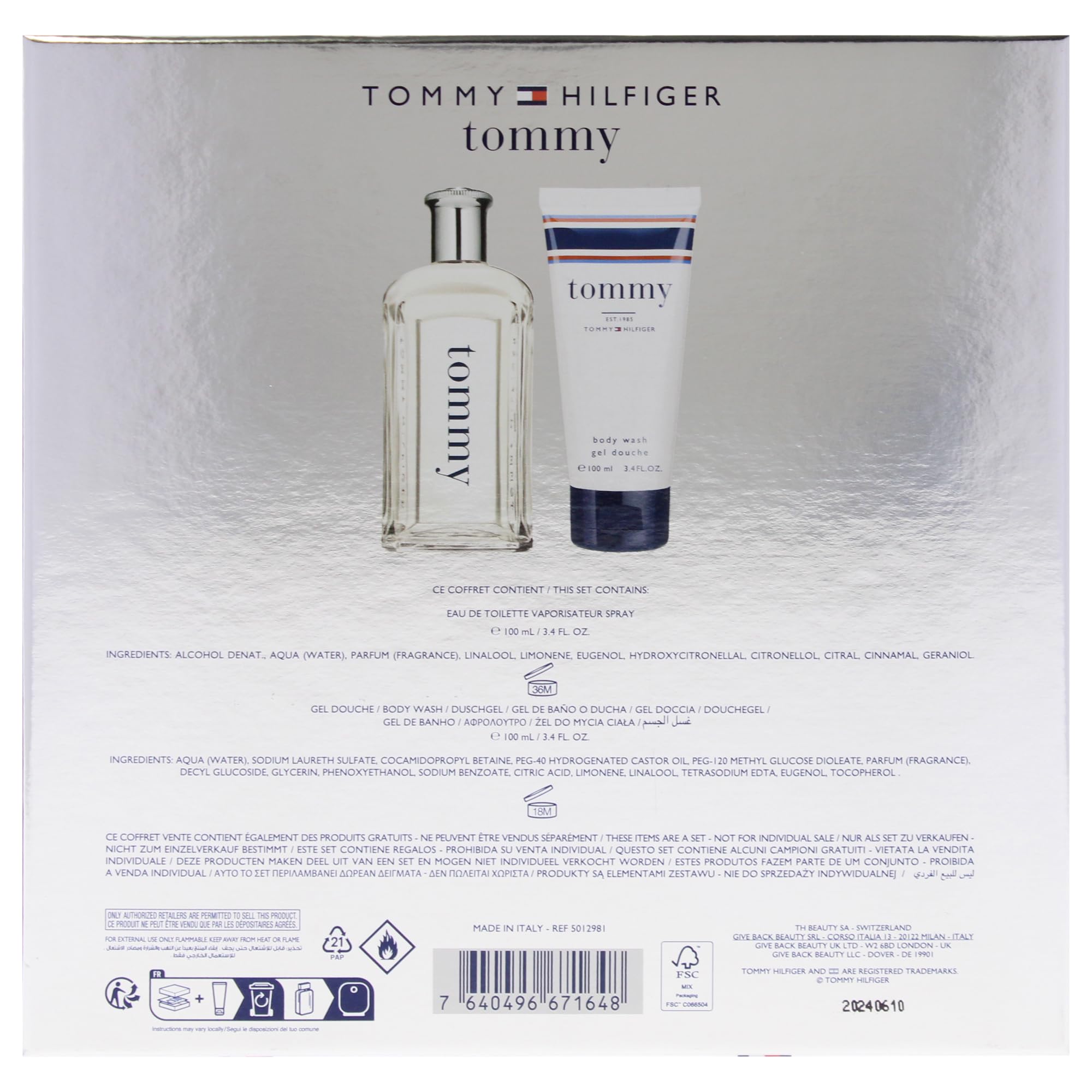 Tommy by Tommy Hilfiger dla mężczyzn – zestaw prezentowy 2-częściowy: 3,4 uncji wody toaletowej w sprayu, 3,4 uncji żelu pod prysznic