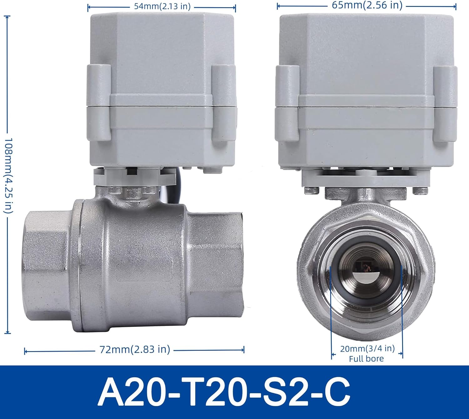 NPT 3/4'' AC 110-230V 2-Way Motorized Ball Valve CR2-02 Electrical Ball Valve Normal Closed Stainless Steel 304 DN20MM