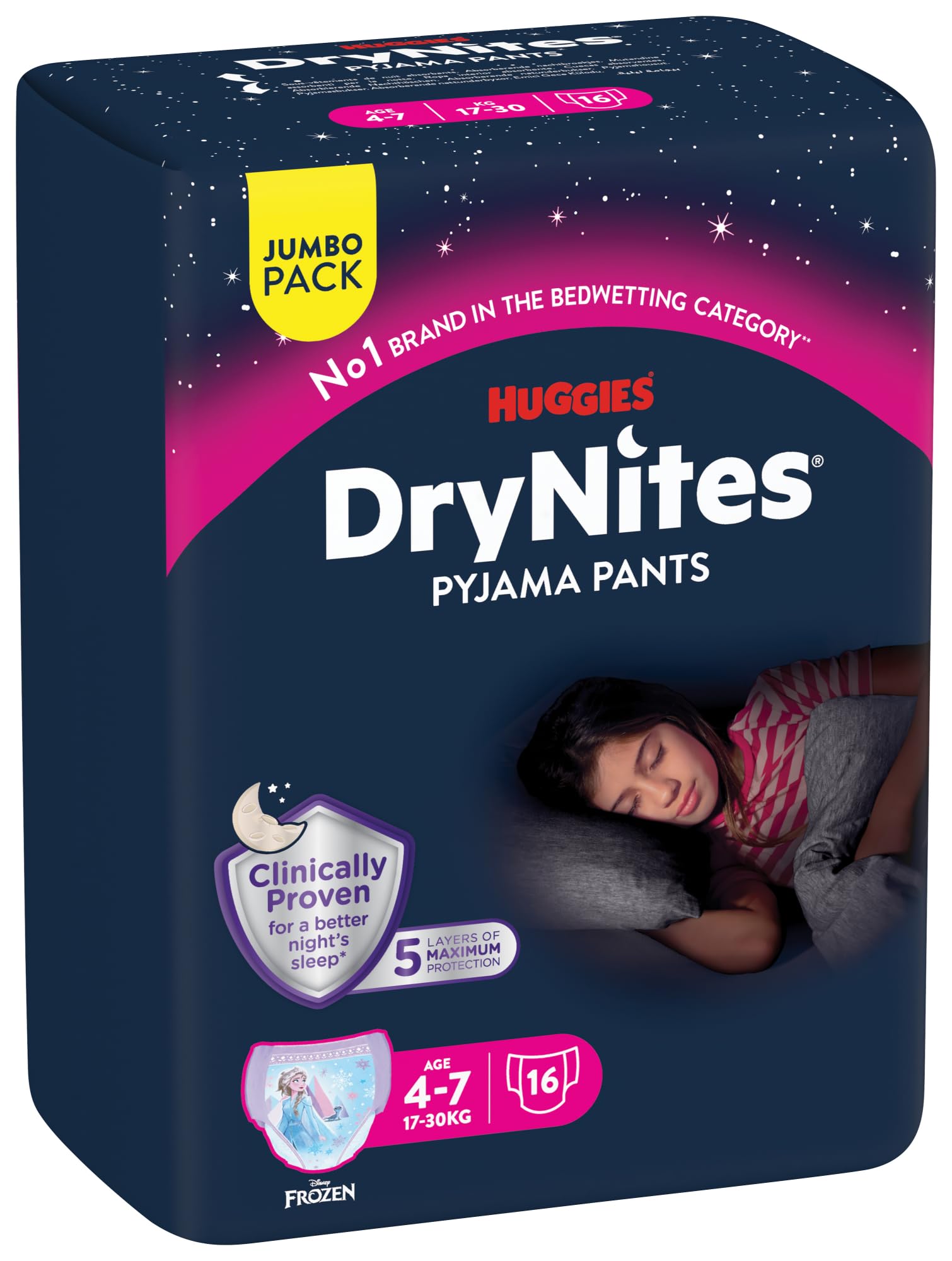 Huggies DryNites Nachtwindeln Mädchen 4-7 Jahre, 64 Stück, Pyjama Pants