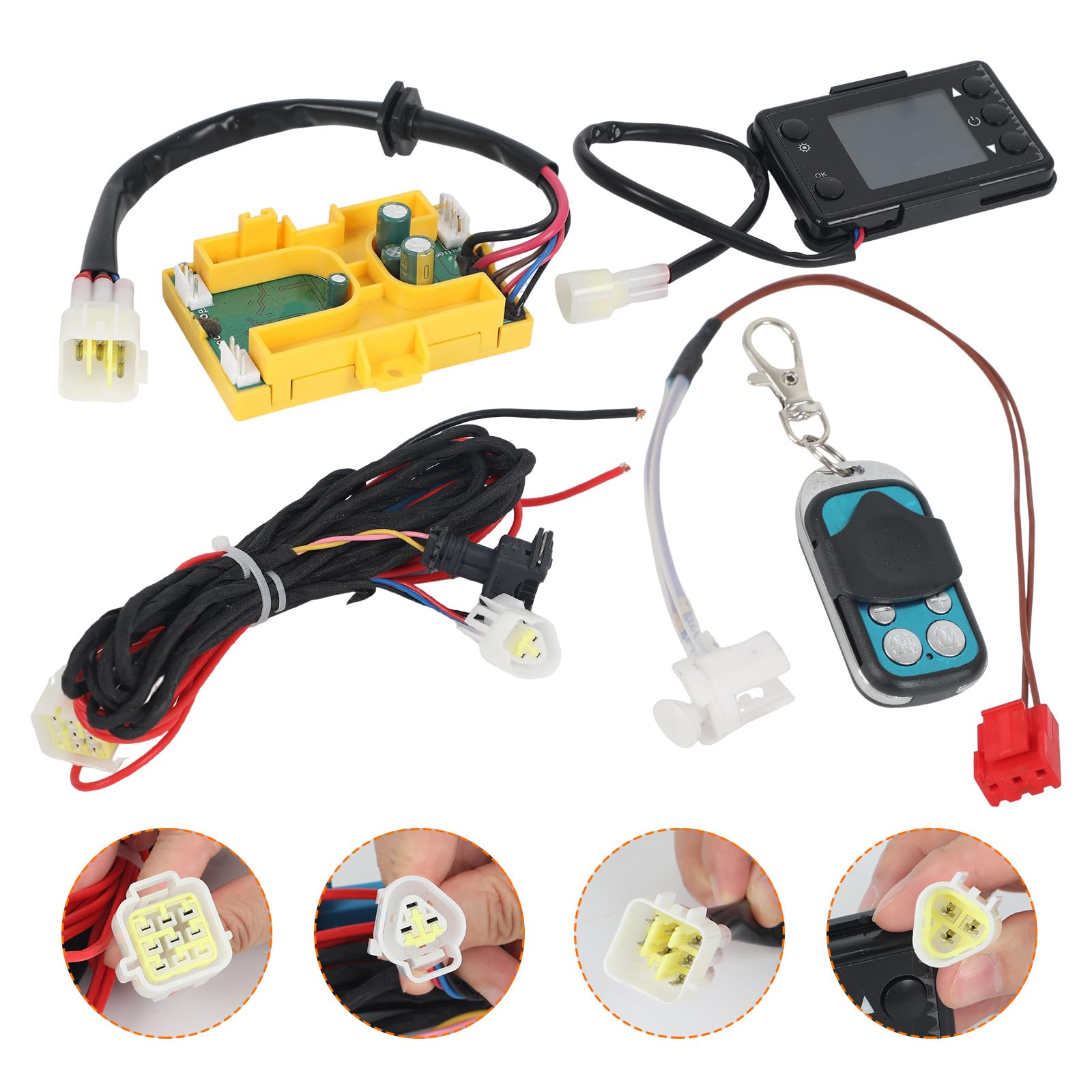12 V / 24 V Auto-Luftdieselheizungsset, 3rd Hauptplatine Steuerplatine mit Fernbedienung + LCD-Monitorschalter + Kabelbaum + Sensor für chinesische Dieselheizung 2 kW, 3 kW, 5 kW, 8 kW