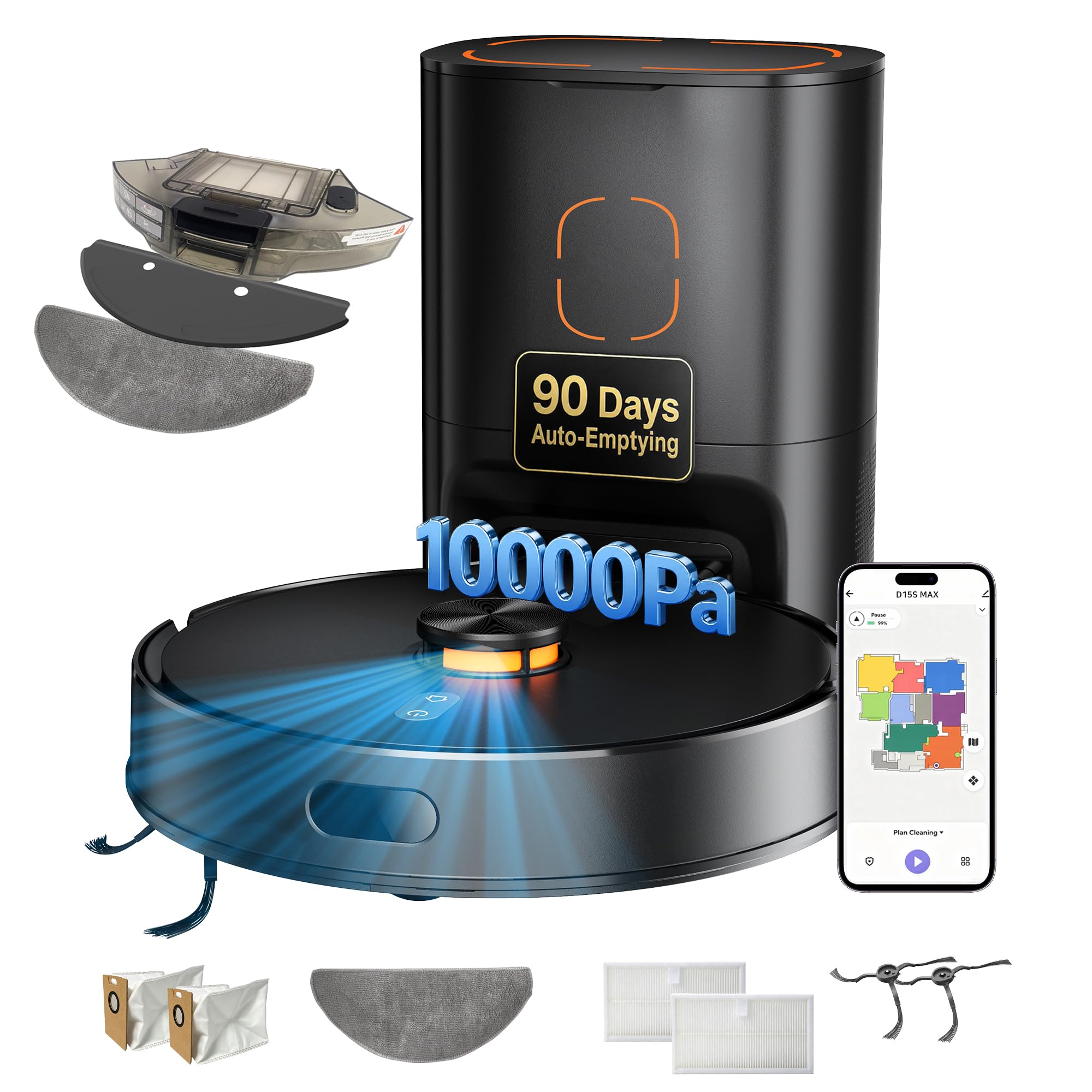 WSUANE D15S Max Robot Vacuum and Mop