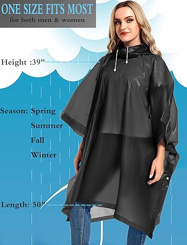 Miniatura 4 de Borogo Paquete de 2 ponchos de lluvia para adultos, reutilizables, impermeables, de supervivencia, emergencia, resistente, con capucha con cordón