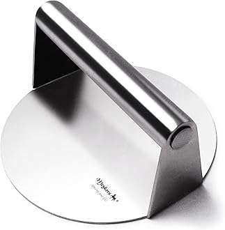 Meykers Smash Burger Press 6.3” Burger Smasher | for Griddle Grill Pan Skillet | Weight Gain Flat Presser Smashburger Maker 304 Stainless Steel | Meat Bacon Sandwich Panini | Tool Kit for BBQ Lover