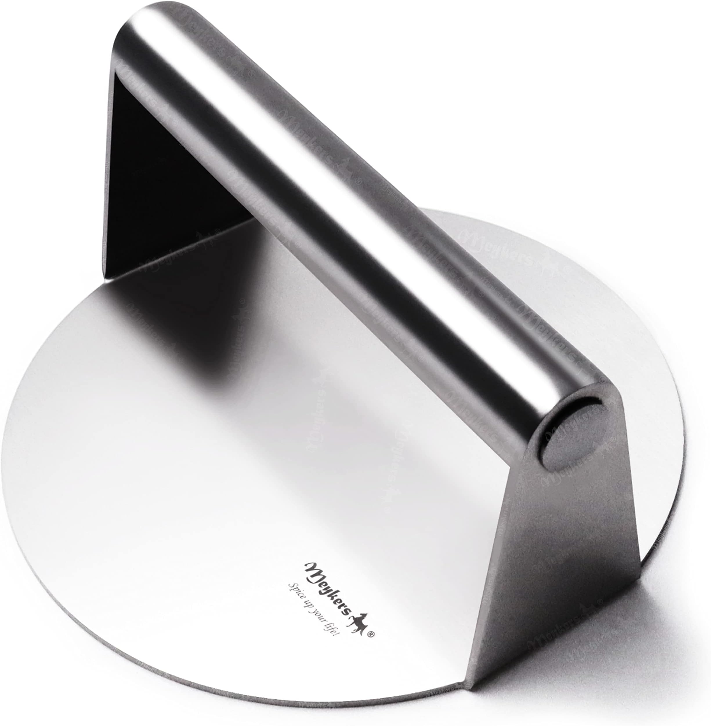 Meykers Smash Burger Press 6.3” Burger Smasher | for Griddle Grill Pan Skillet | Weight Gain Flat Presser Smashburger Maker 304 Stainless Steel | Meat Bacon Sandwich Panini | Tool Kit for BBQ Lover