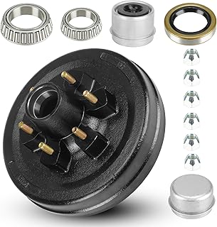 Trailer Brake Drum Kit, 6-Hole, 5.5" Bolt Circle Brake Drum for 5200 lb Axles, Replacement Brake Hub Drum Assembly for Rv...