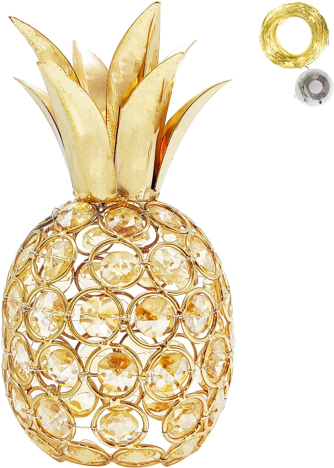 SmilingTown Pineapple Table Centerpiece Decor Handmade Crystal Hollow Fruit Ornament Decor Home Party Camping Wedding Festival Bar Decor (Gold, Pineapple)
