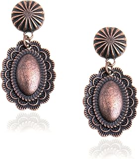 Montana West Rustic Couture Western Dangle Earrings for Women - Cowgirl Turquoise Concho Statement Jewelry