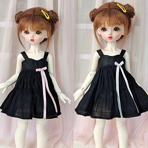 Miniatura 5 de Ropa de muñeca BJD de 4 piezas, vestido de 1/6 de 12 pulgadas, blanco + negro + rosa + falda amarilla