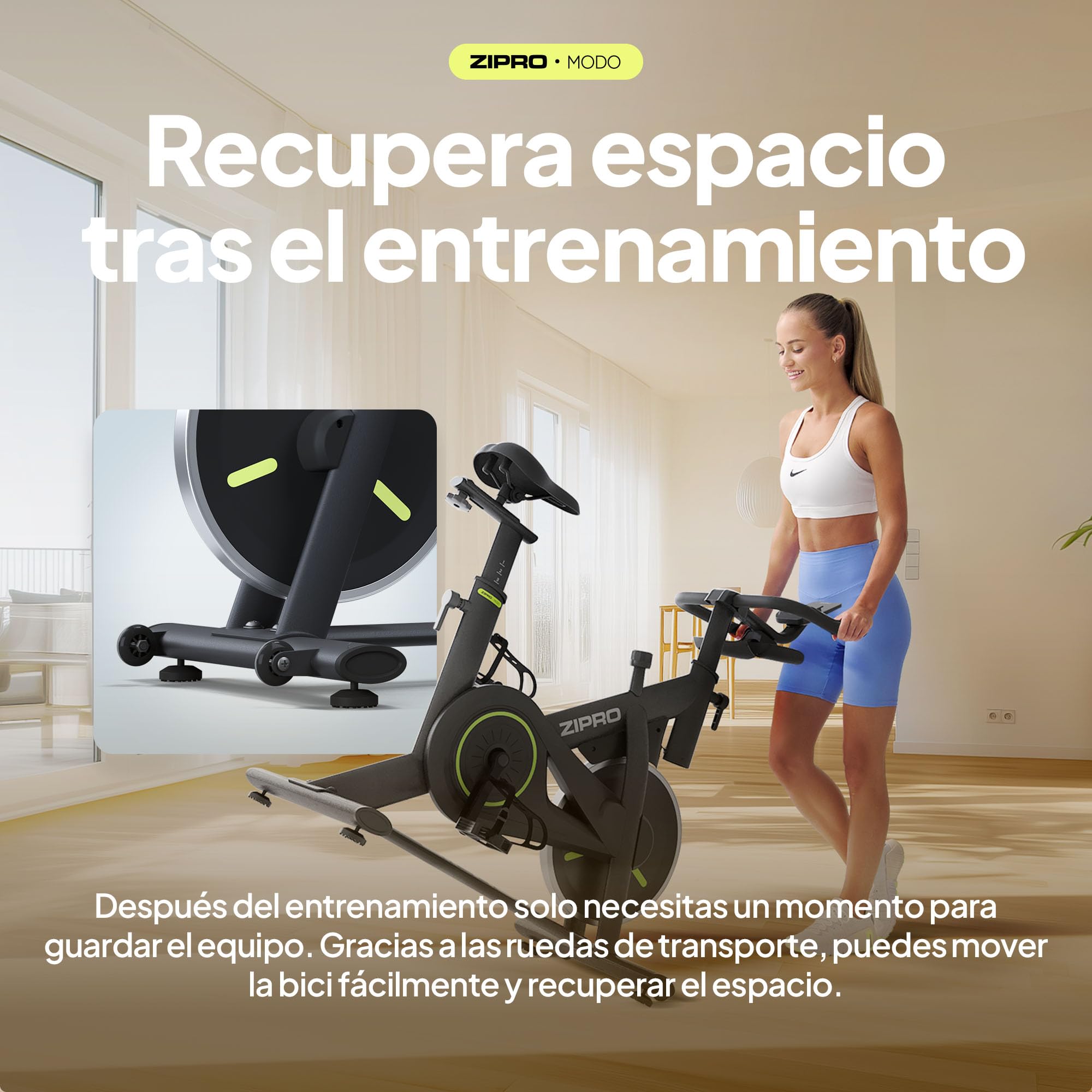 ZIPRO Bicicleta Estática Bici Exercise Bike Estática Mecánica Silenciosa Indoor en Casa con Resistencia Ajustable Monitor LCD Capacidad de 120kg App y Volante Fitness Cardio Interior – MODO