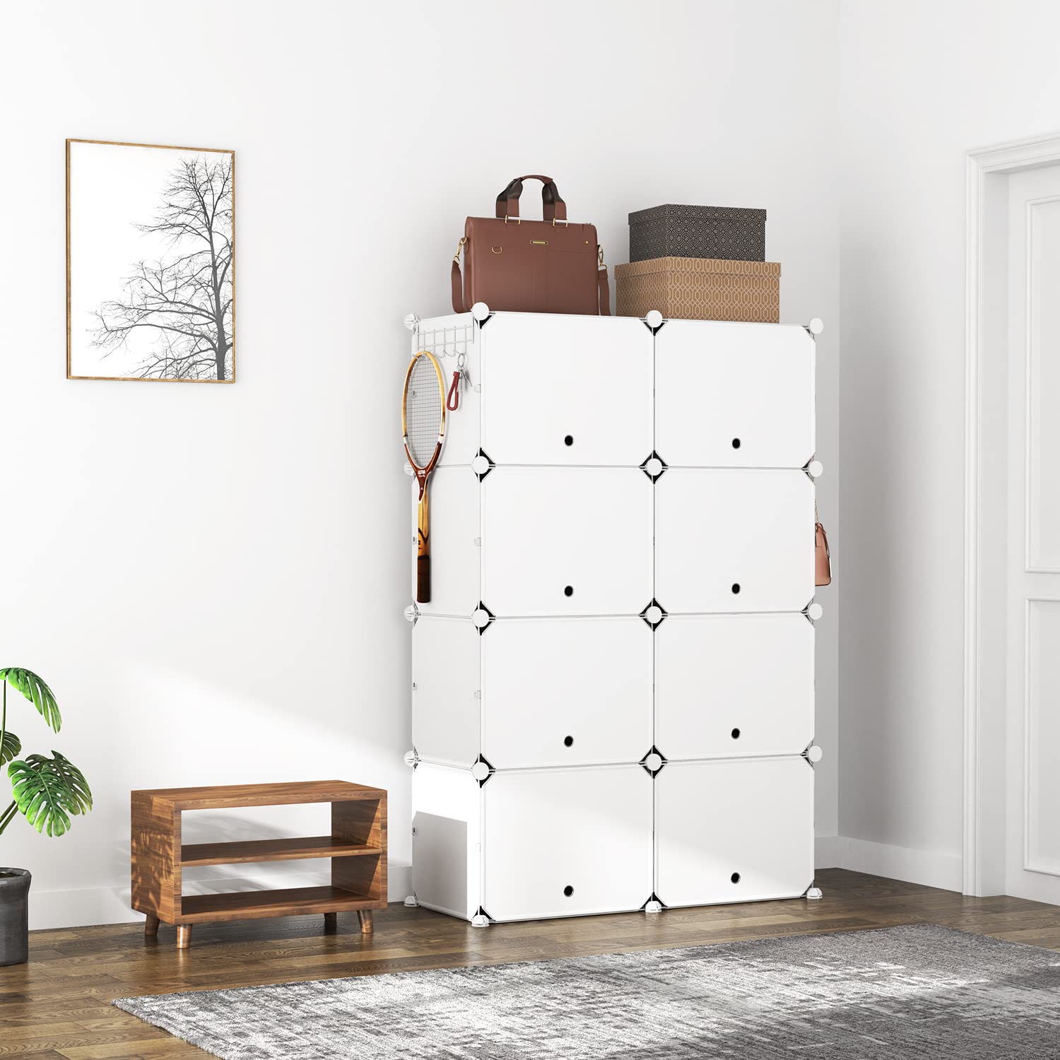 Vicye Scarpiera organizer a 8 ripiani, 32 paia di scarpiere, organizer portatile, scarpiera salvaspazio, per armadio, ingresso, camera da letto, corridoio (bianco, 2 x 8)