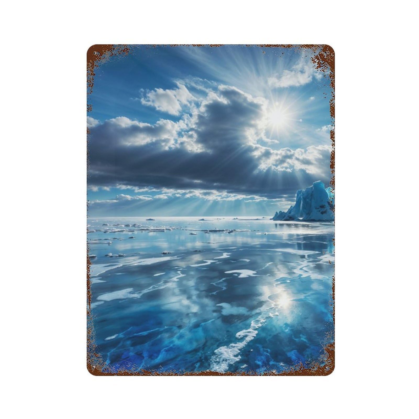 Weathered Tin Sign with Embrace on Lake Baikal P1 Design 15.7"x11.8", for Basement, Hobby Room And Garage Decor, Industrial Home Decor