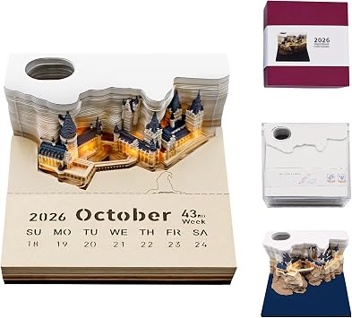 3D calendar 2026, 3D notepad, detachable calendar 2026, pen holder, DIY desktop decoration