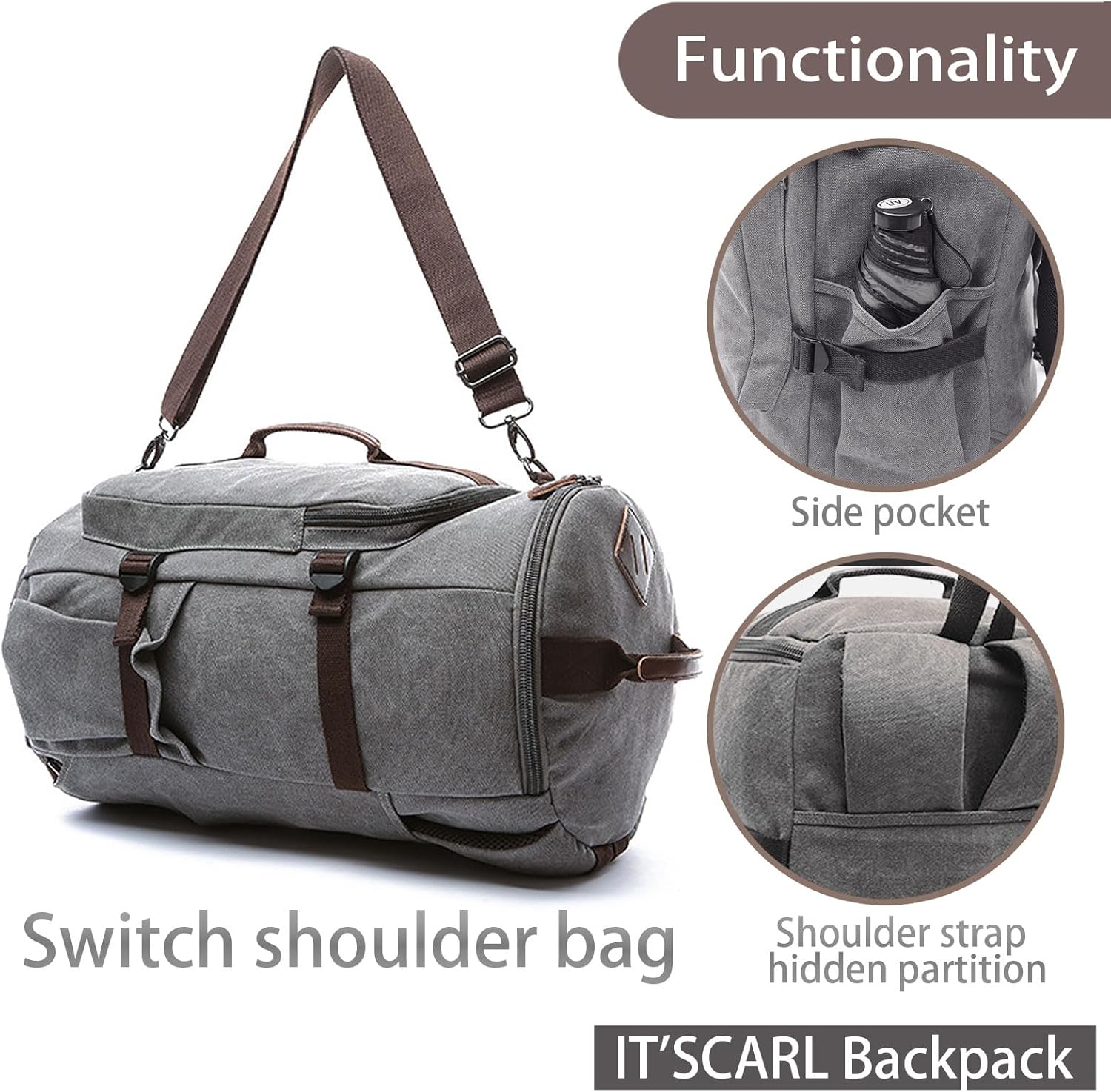 Backpack for men, Travel backpack, leisure bag, 17 inch computer mochila,mens gift, large capacity, outdoor hiking bag (grey) image 4 of 9 B0F3CC3XVP