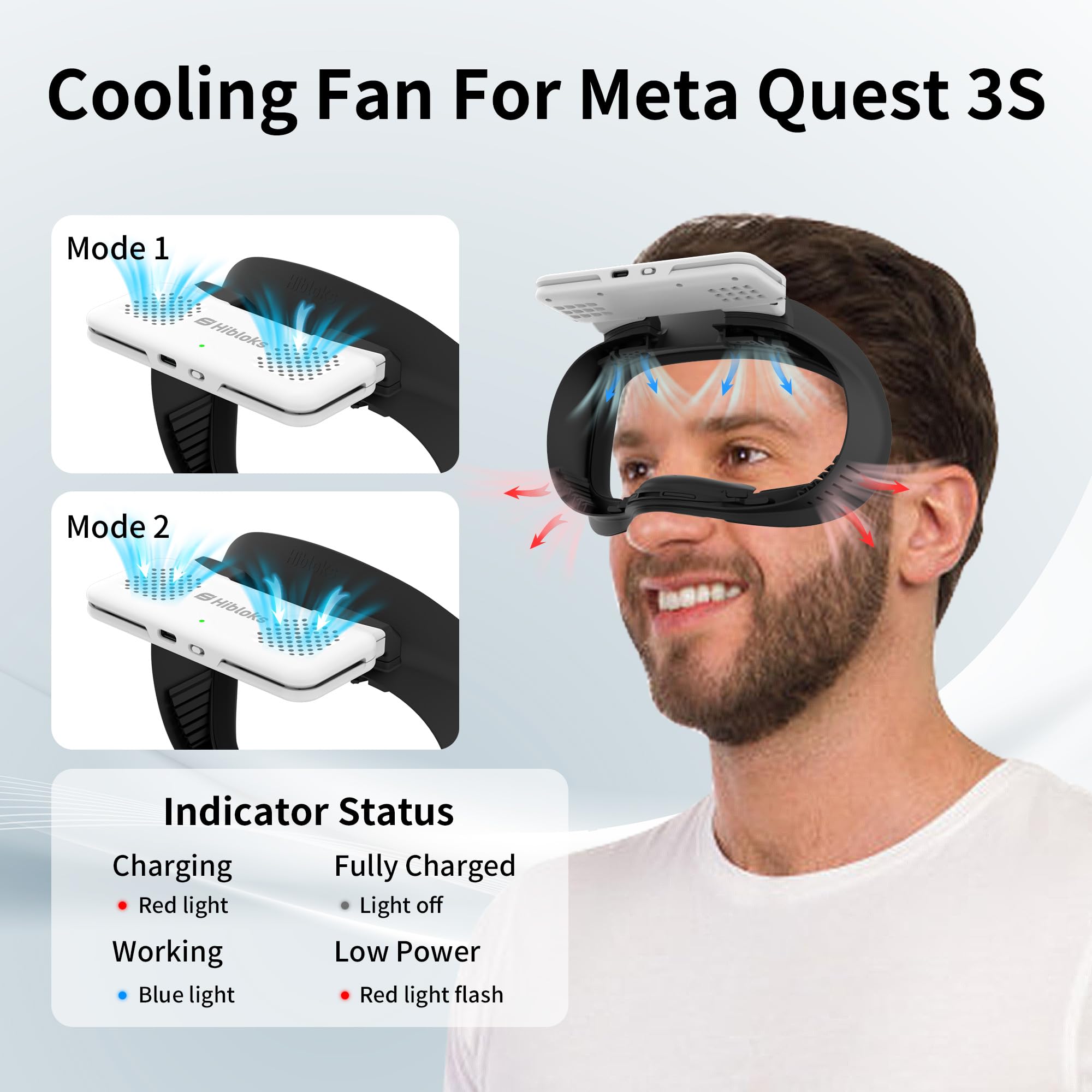 Hibloks Masque de refroidissement compatible avec ventilateur Quest 3S pour accessoires Meta/Oculus Quest 3S, ventilation circulée élimine la buée sur les lunettes (soie glacée douce)
