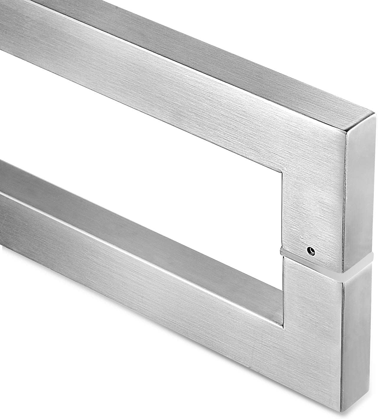 Ranbo 12" Rectangle/Square Push Pull Door Handle,Back to Back, 262mm (10.315 inch), 1.2 mm 304 Stainless Steel, for Barn Front Wood Shower Commercial Entrance Door, Brushed Nickel