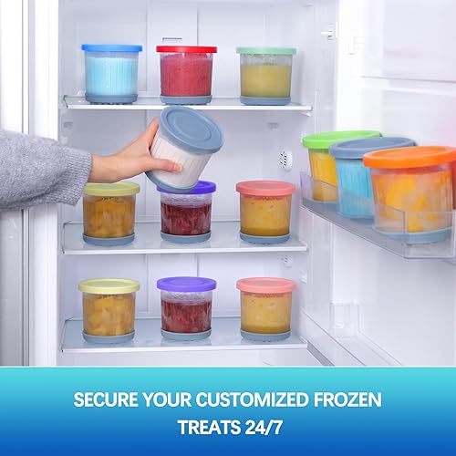 Miniatura 6 de Recipientes para helados, paquete de 4 unidades, tazas adicionales de repuesto para pintas y tapas de crema ninja, compatibles con máquinas de