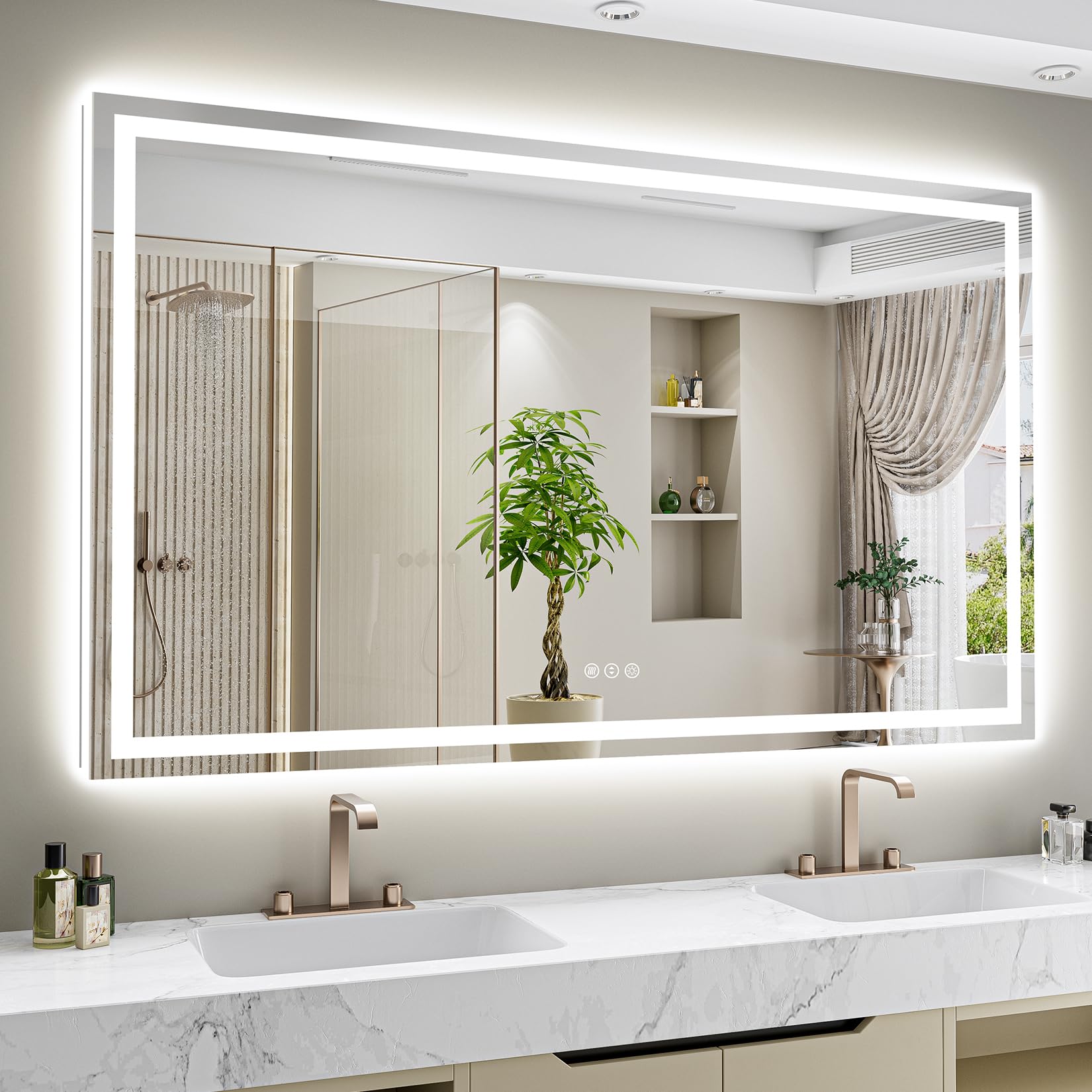 68x48 LED Bathroom Mirror with Lights, Lighted Vanity Mirror