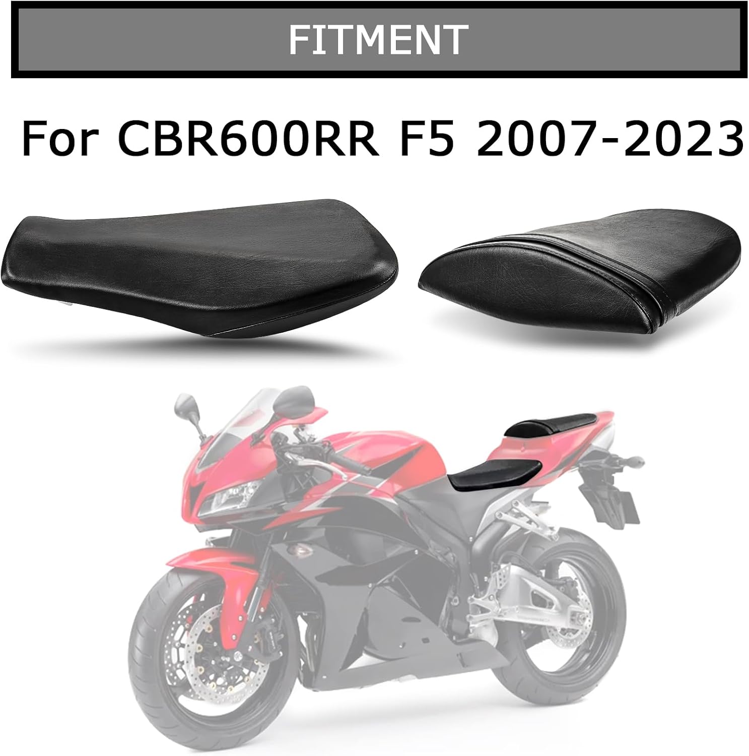 PSLER Front Rider Driver and Rear Passenger Seat Cushion Set for CBR600RR 2007-2024