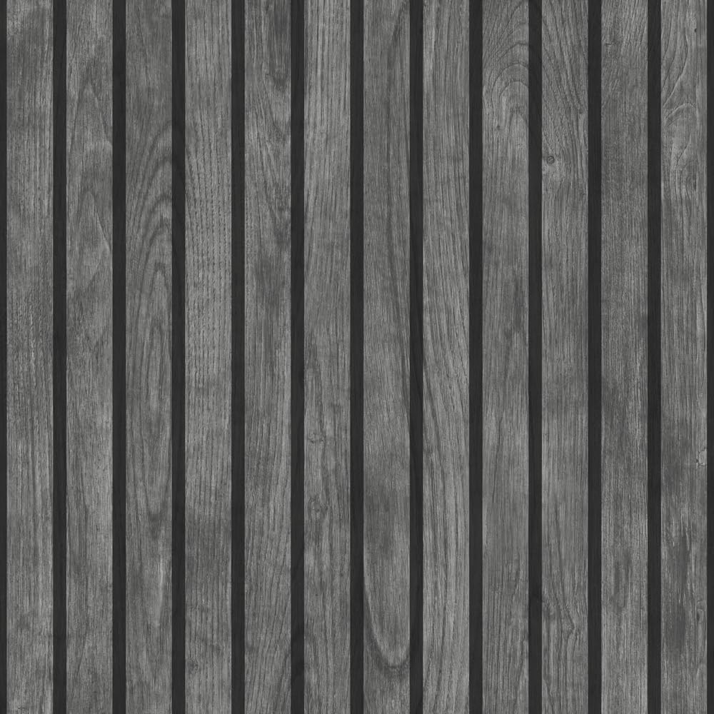 Muriva Wooded Slats Black Wallpaper 102576