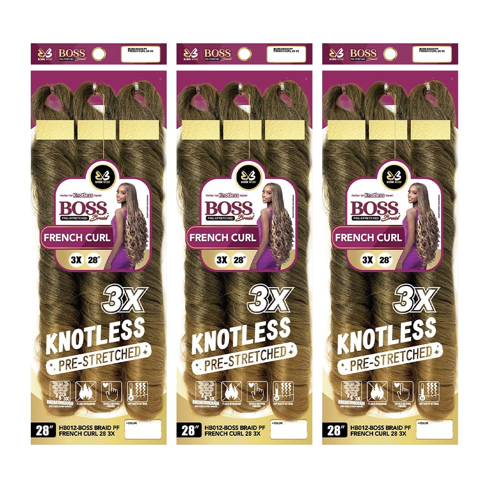 Bobbi Boss Braids Pre-Stretched 3X French Curl 28" (3-Pack, 30 Light Auburn) 3-Pack 30 Light Auburn