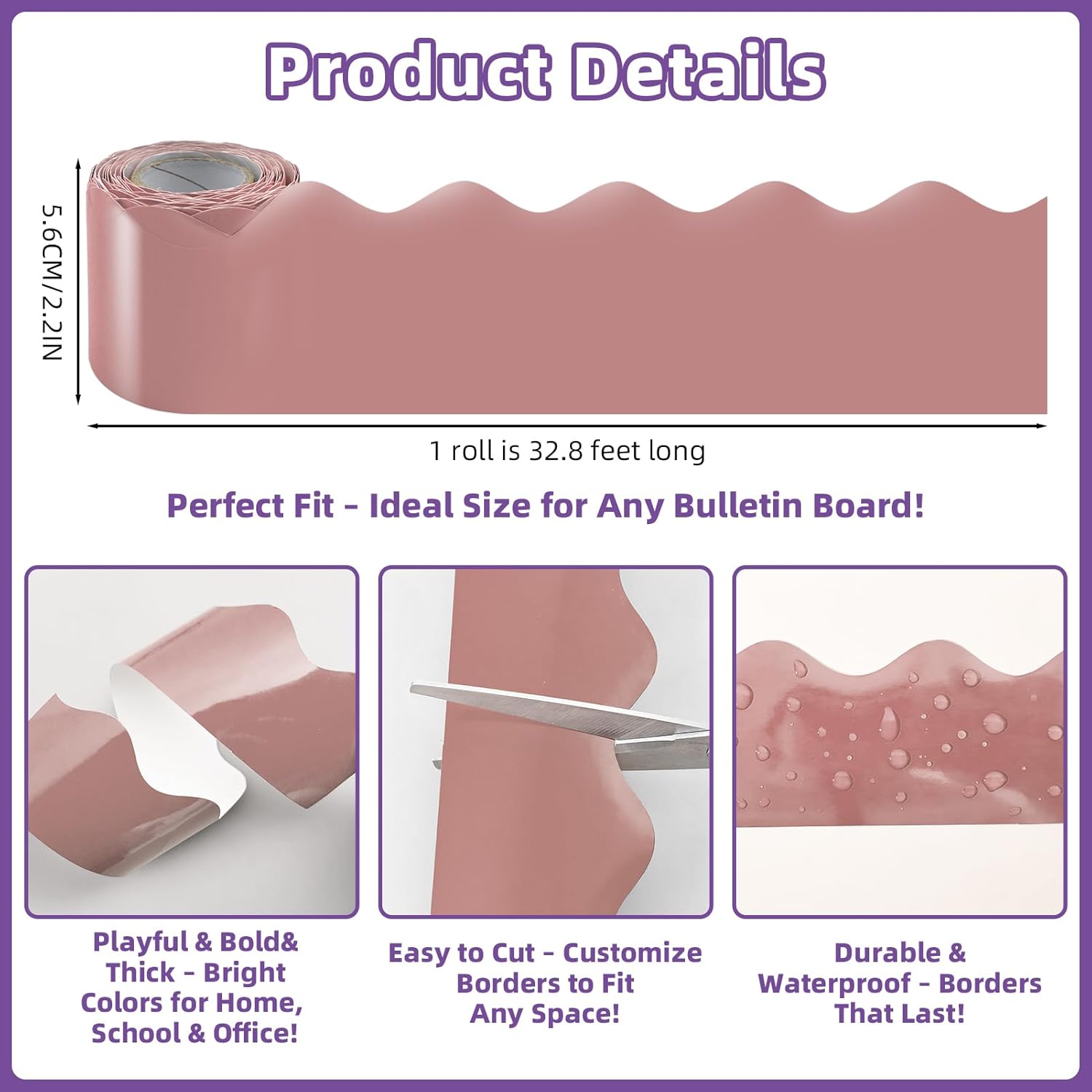 12 Rolls 393.6 Feet Brown Bulletin Board Borders Sets - Scalloped Borders for Bulletin Board - Teachers Border Trim - Suitable for Home,Classroom Decor, Posters,Office, School Activities