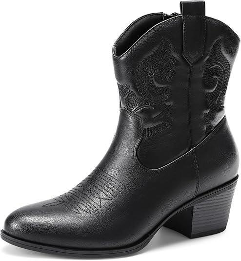 Stivaletti Cowboy Donna DREAM PAIRS - Tacco Basso, Punta Rotonda, Colore Cammello