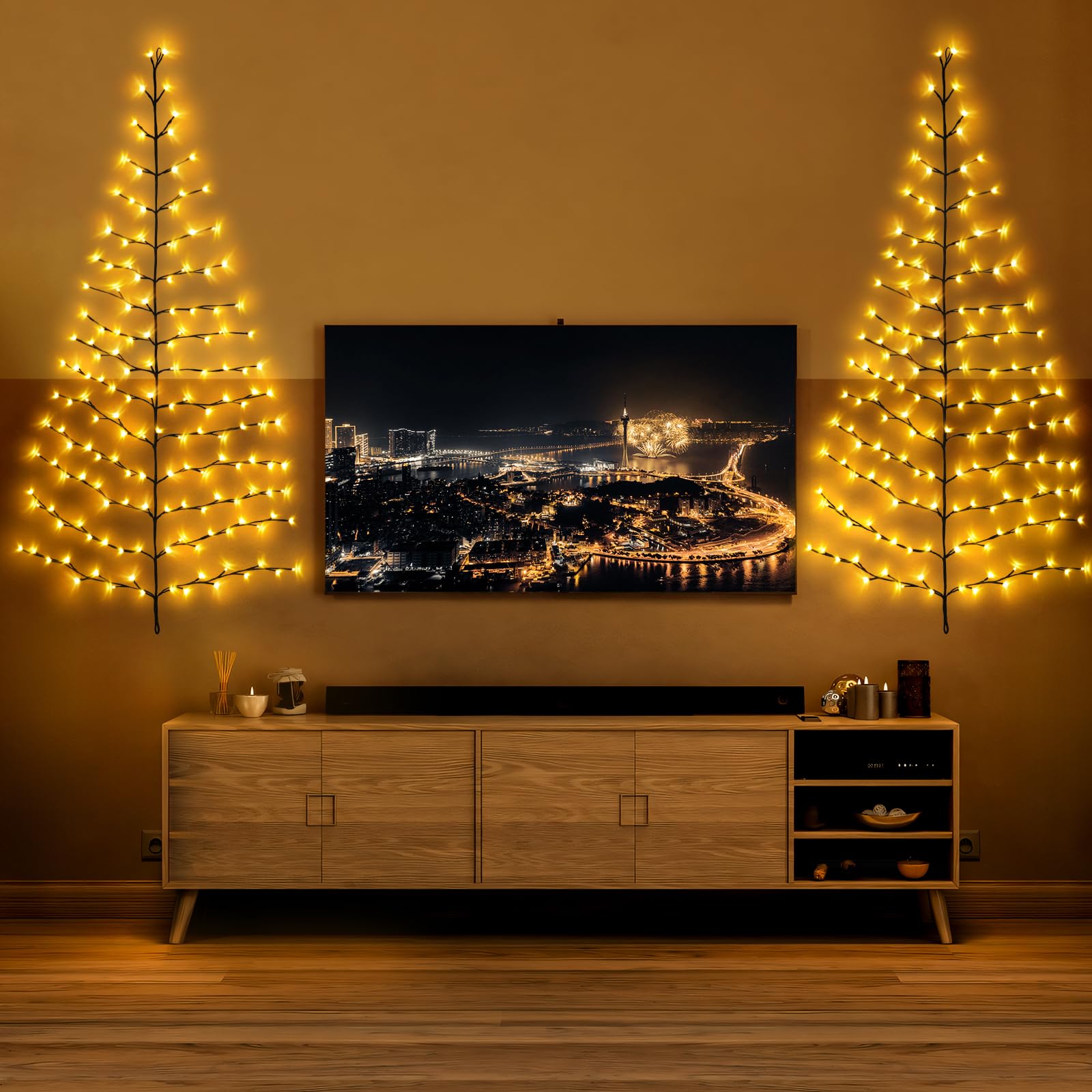 Ciskotu Lot de 2 guirlandes lumineuses Willow Vine, vigne en saule
