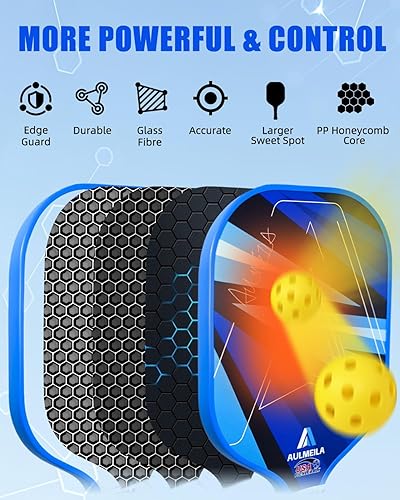 Miniatura 2 de Pickleball Paddles Set of 2, 2025 USAPA Approved Pickleball Set, Fiberglass Pickle Ball Rackets 2 Pack, Lightweight & Durable, Includes 4 Balls & 1