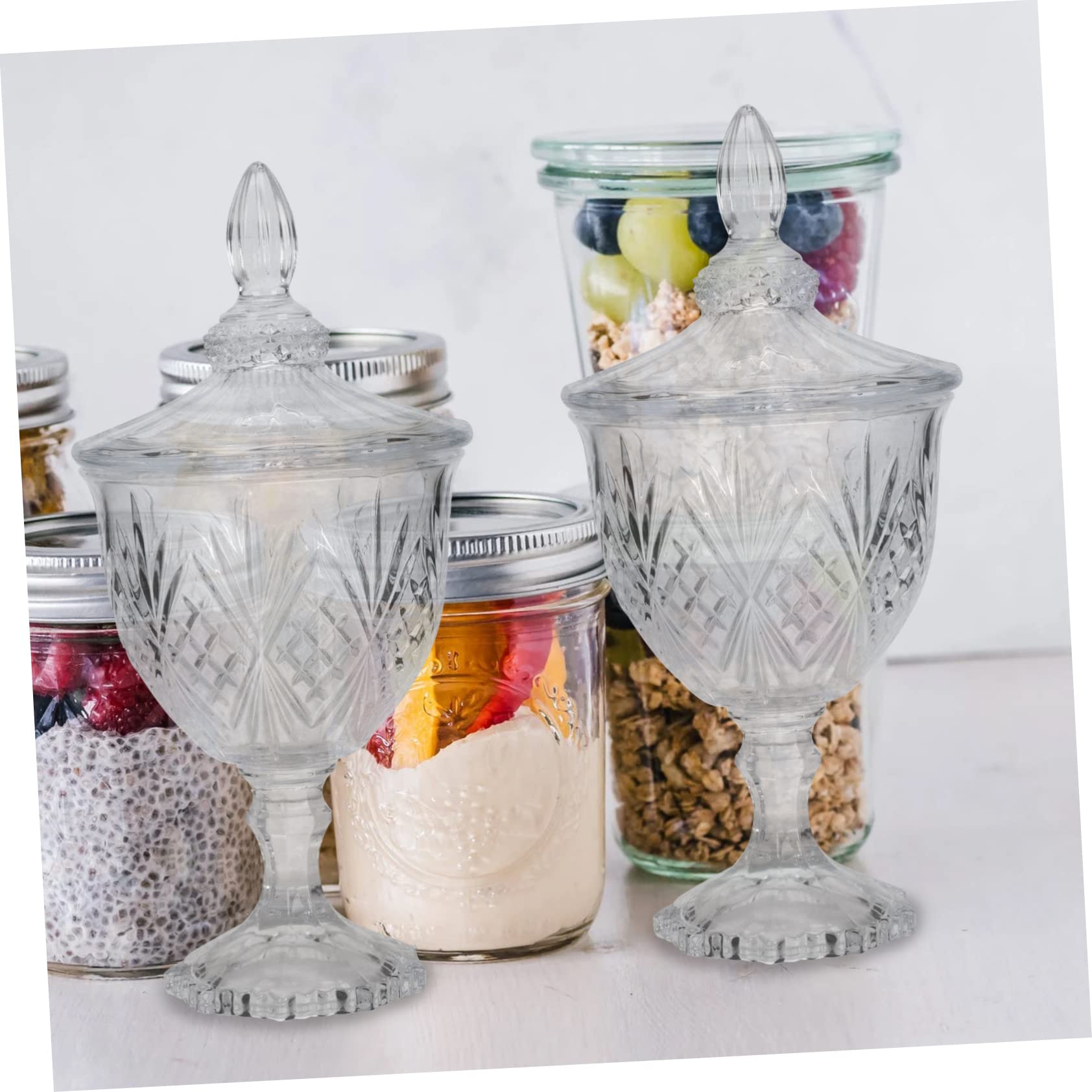 Gatuida 1pezzi Barattolo Di Vetro Sigillabile Contenitore Per Caramelle Snack Tè Cereali Barattolo Di Vetro Trasparente Corona in Rilievo Design Creativo Ornamento Per Casa