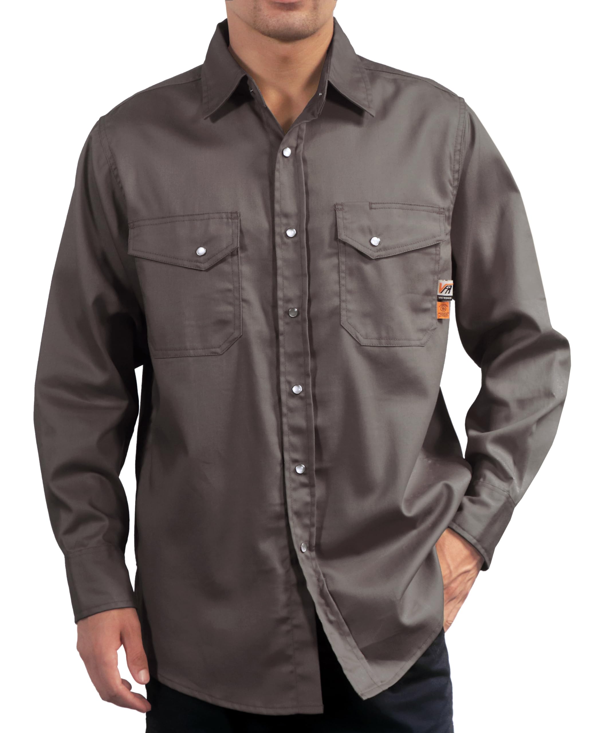 VATRENUS FR Shirts for Men 6.5oz Button Down Flame Resistant 100% Cotton Men's Pre-Washed Fire Retardant Work Shirt