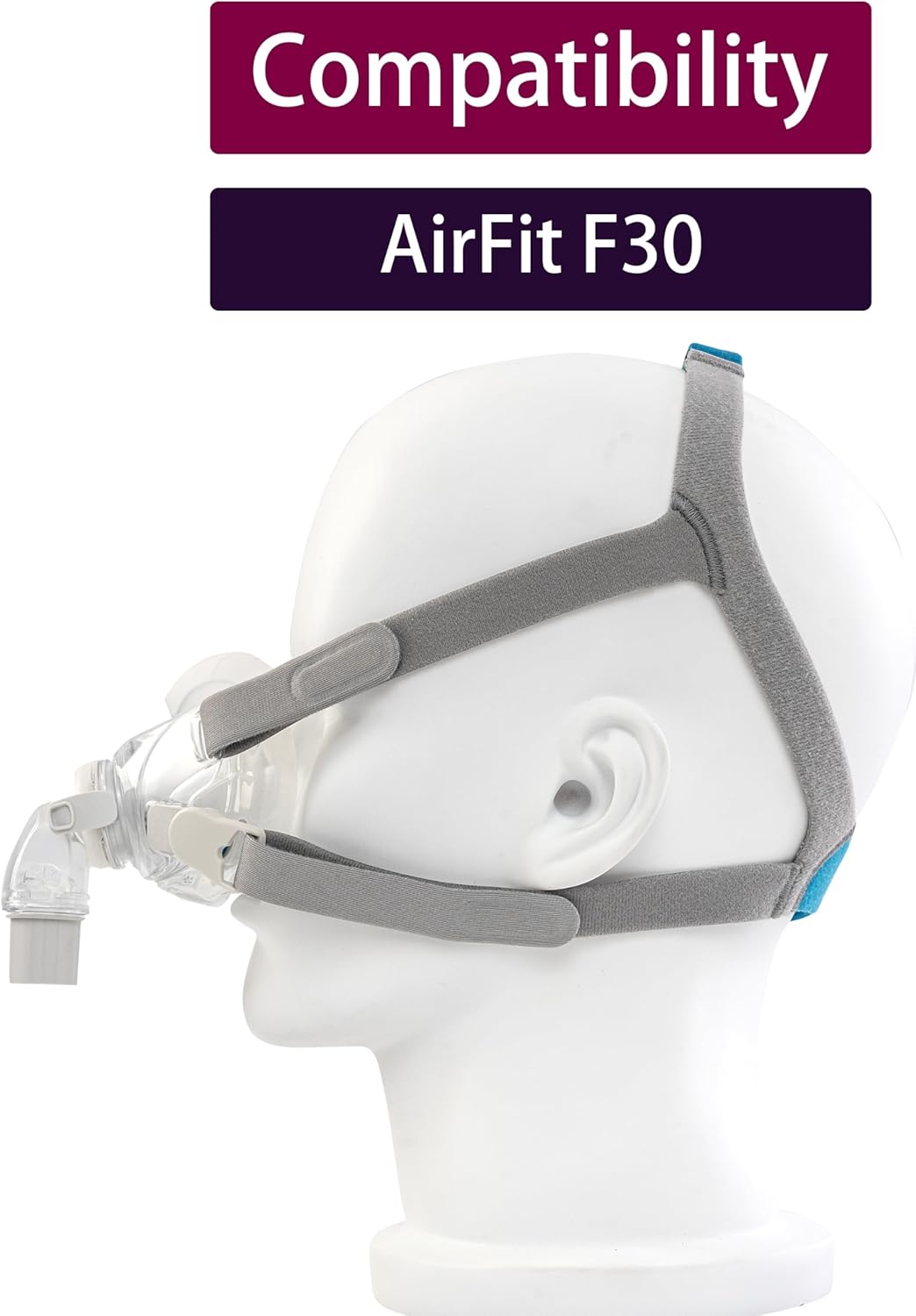 Headgear Strap Replacement for ResMed AirFit F30 CPAP Full Face Mask with Magnetic Clips – 3-Pack