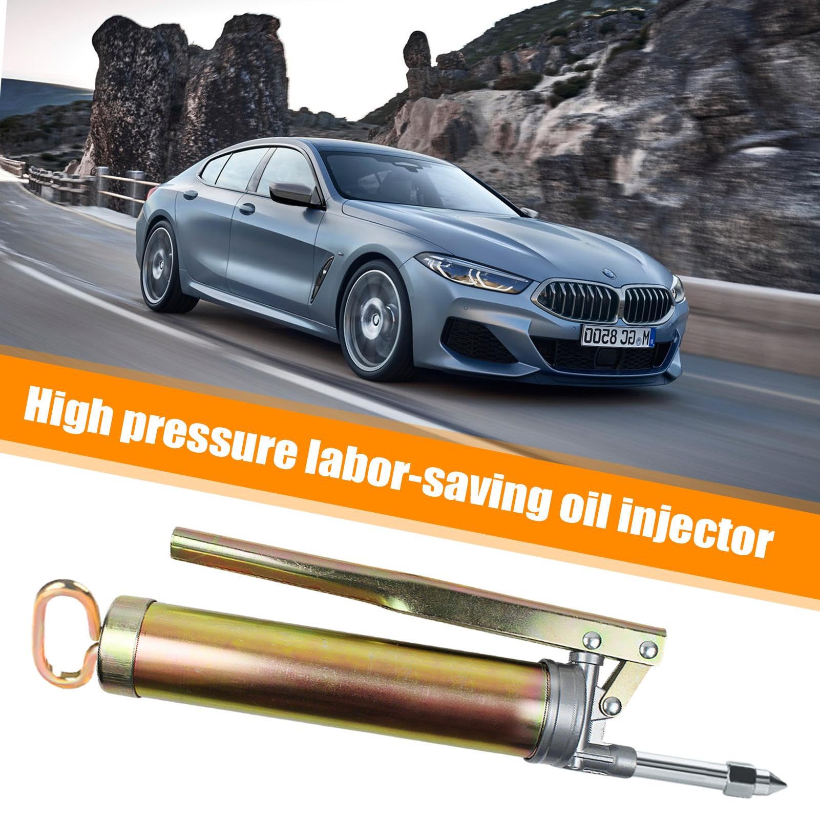 Handfetter - Hochdruck-Schmierwerkzeug, flexibler Schlauch mit großer Kapazität | Robustes Metalldesign mit Spitze und Schlauch, ideal für Autoreparatur, Mechanik, Garage, Außen- und Innenbereich