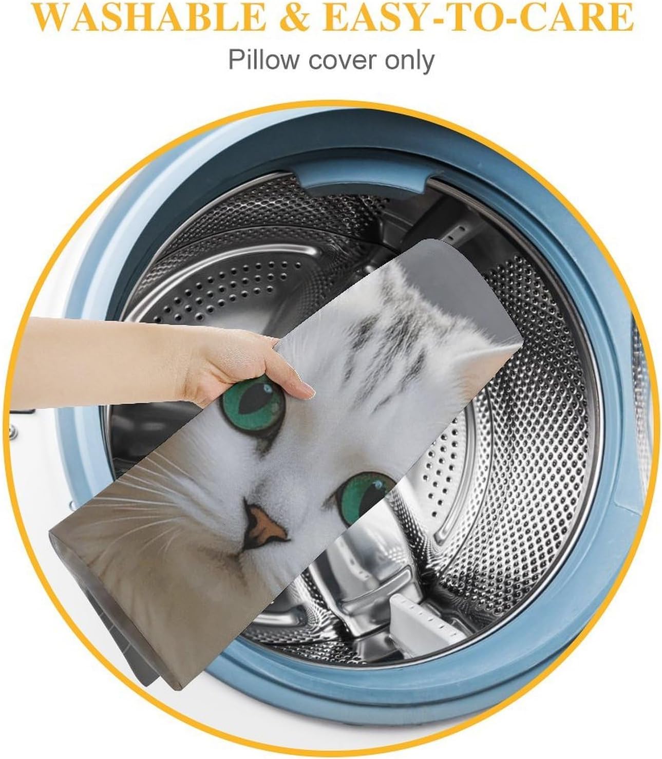 Cute White Cat Pillow Cover Square Pillow Case image 4