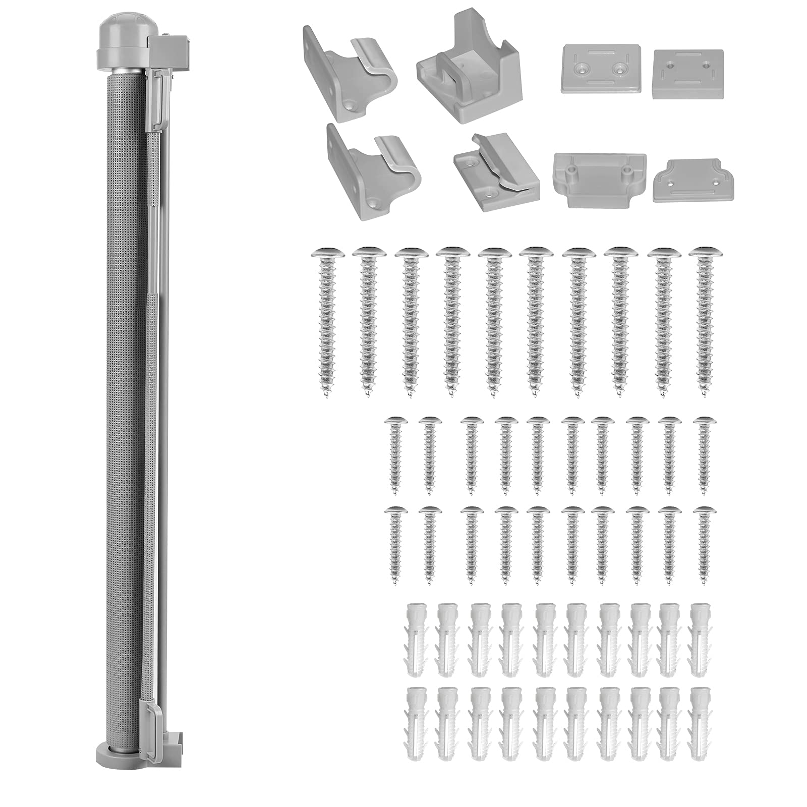 NAIZY Roller Fence For Staircase Extendable 0-180cm Door Fence 87cm High Shielding Fence Grey Escalator Baby Door Roller Blind Suitable for Stairs/Doors/Indoor & Outdoor