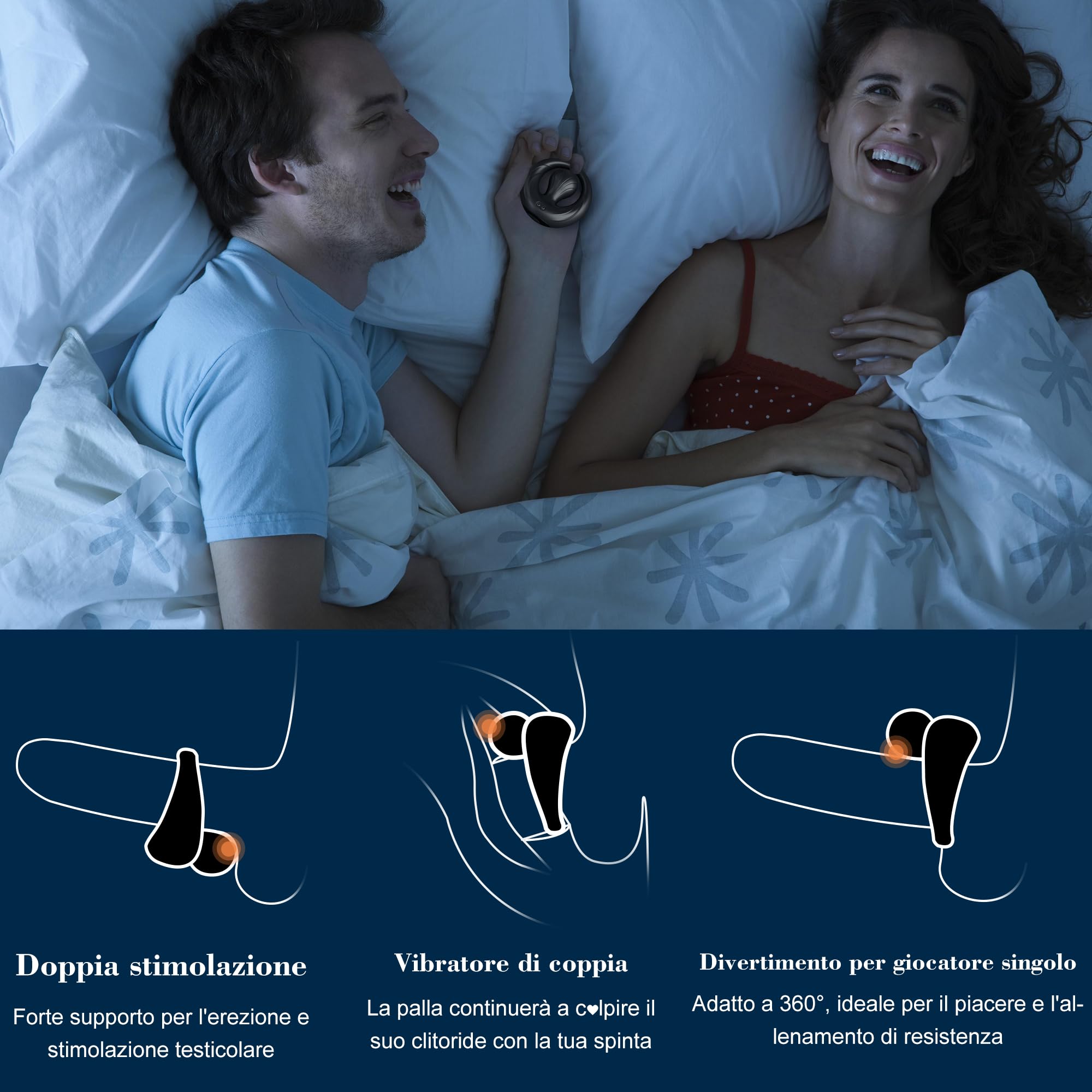 Anello Vibrante per Lei e Lui Sex Toys - Vibratoreper Uomo Erezione con Perline Regolabili a 360°, 10 Modalità di Vibrazione Anello per Pene da Uomo Cock Ring Sexytoysys Man Giochi Erotiici Coppie